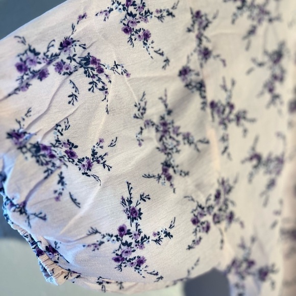 M Fasis Blouse Plus Size 3x Floral Button Up Pink Boho 3/4 Sleeve Front Tie NWT - Picture 7 of 8